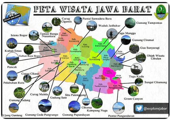 Peta Objek Wisata Jawa Barat 90++ Tempat Wisata Populer