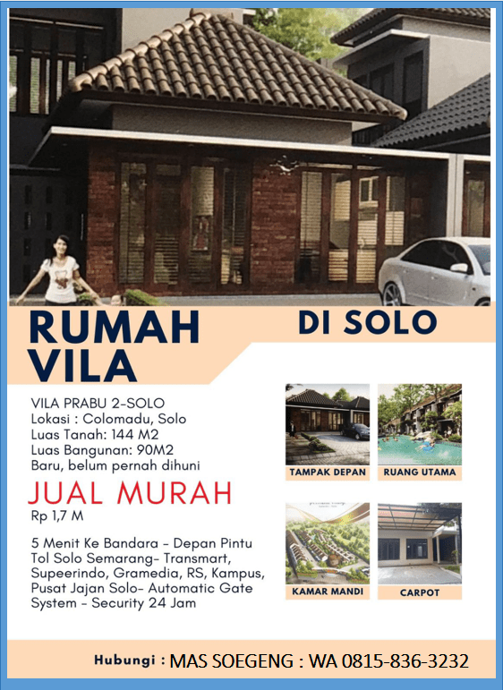 Jual Rumah Villa di Solo